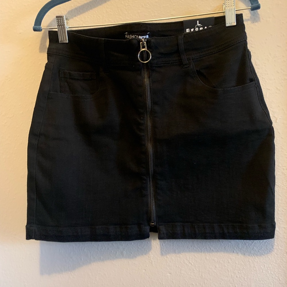 Fashion Nova Front Zip Denim Skirt